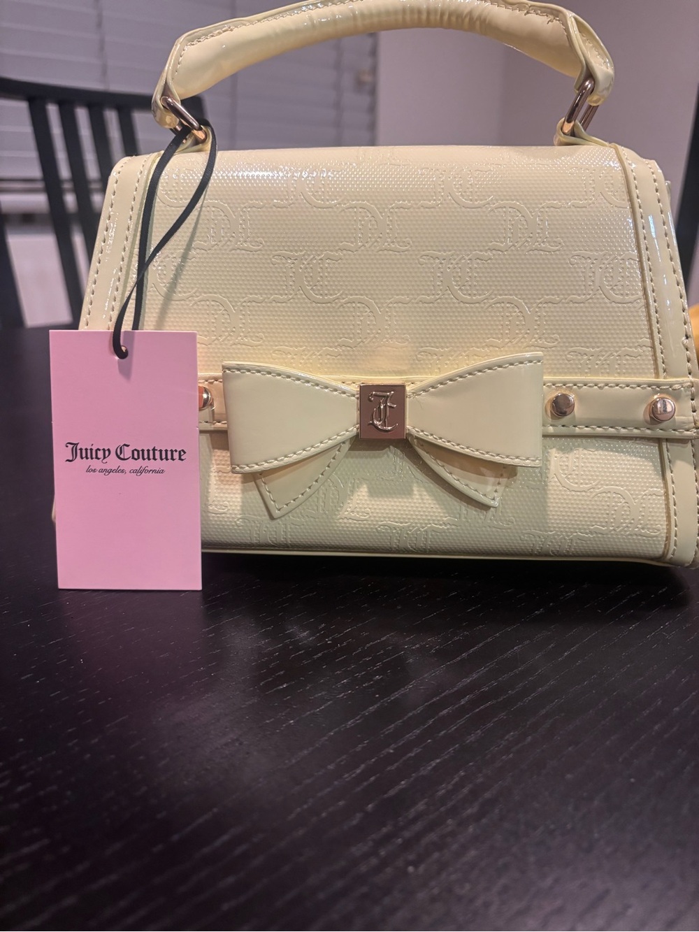 Juicy Couture Pale Yellow Bow Top-Handle Bag